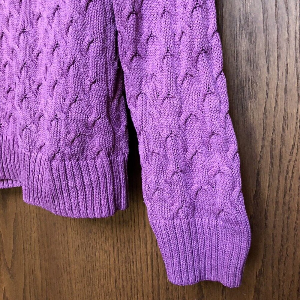 Croft & Barrow Women's Cable Knit Ribbed Turtleneck Sweater Medium Purple Cotton - Picture 12 of 15